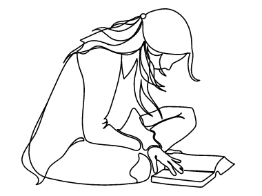 Woman reading book drawing